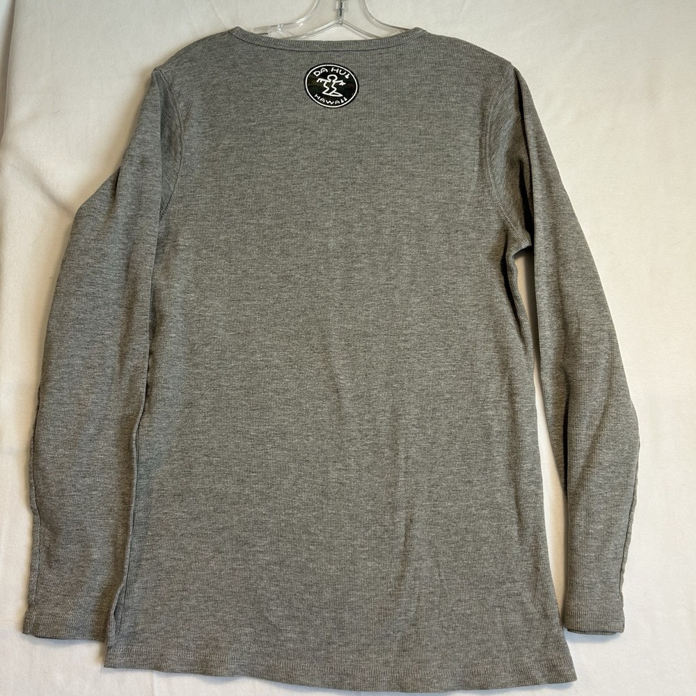 Da Hui T Shirt Long Sleeve  Mens L Gray Graphic T Shirt Aloha Spell Out Top EUC - Picture 6 of 8
